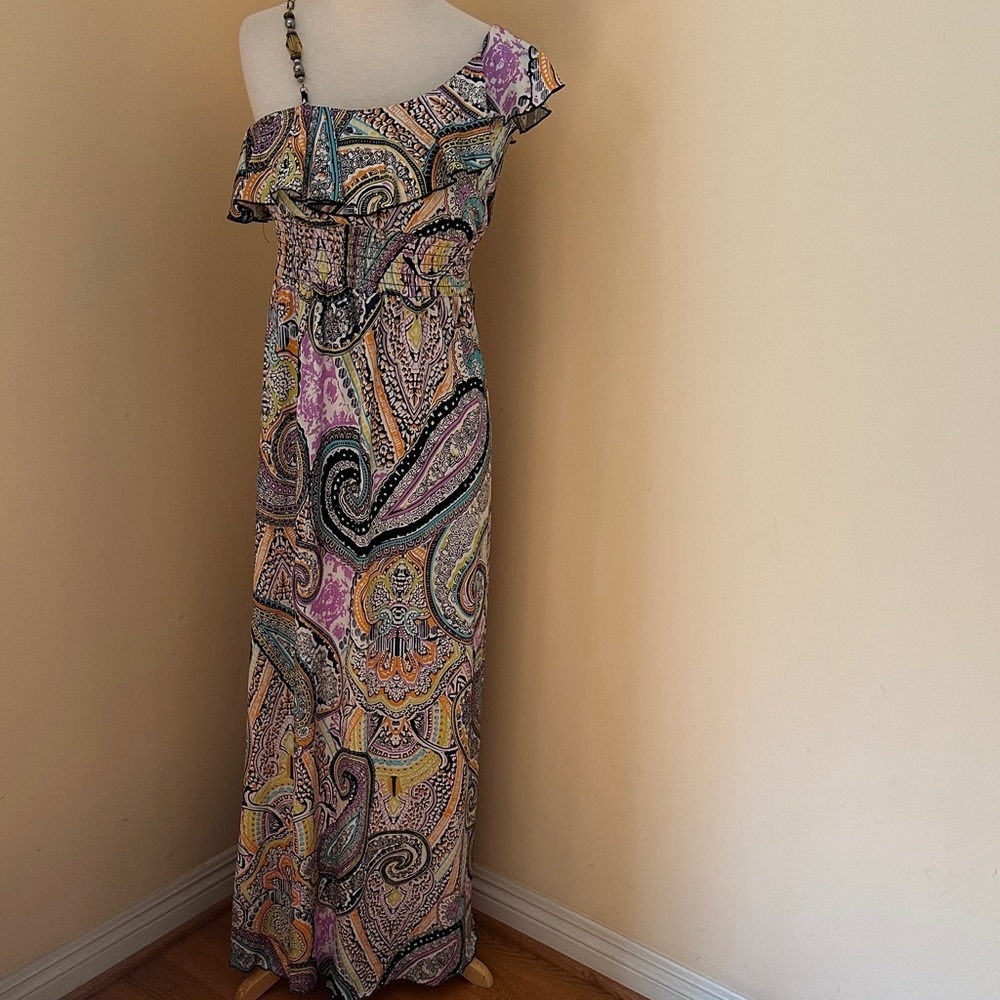 Speechless Multicolor Paisley One-Shoulder Dress